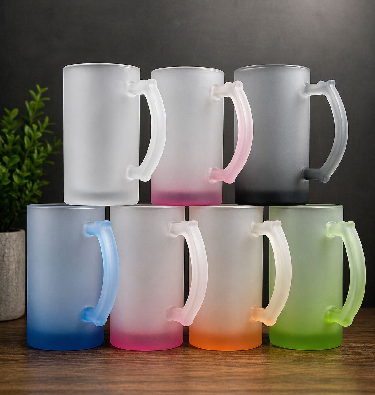 Caneca de Vidro Jateada degrade 325ml